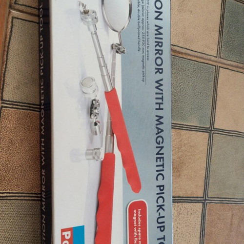 Inspection mirror with magnetic pick-up tool new