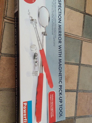 Inspection mirror with magnetic pick-up tool new