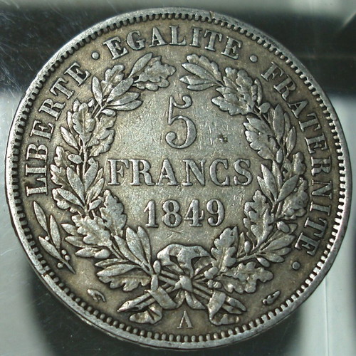 5 Francs 1849 Ceres used, 2nd French Republic