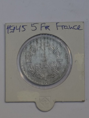5 Francs 1945 France like new, aluminum