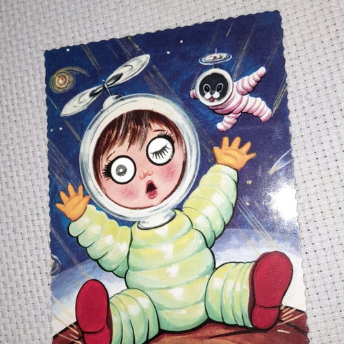 Collectible cards with blinking eyes, set of 3, Germany