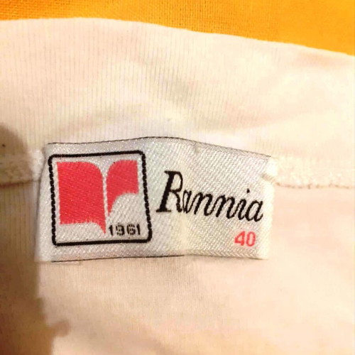 White Women's Blouse Rannia 1961 with Square Neck and Pearls size 40 like new