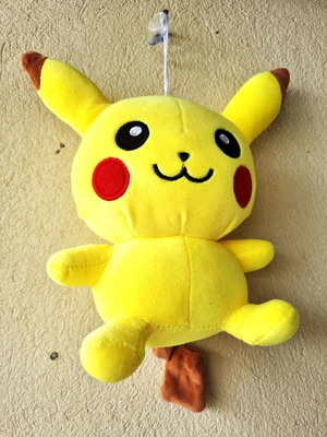 Pokemon Pikachu plush toy with suction cup for hanging