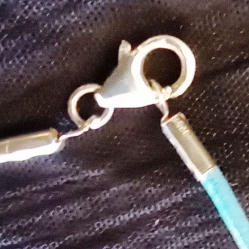Silver Pendant Evil Eye 925 with Turquoise Leather Cord like new