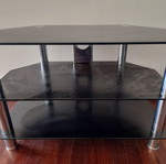 Glass TV stand like new, black with three levels