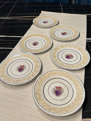 Minokiki set of 6 vintage appetizer plates used, 1960s-70s