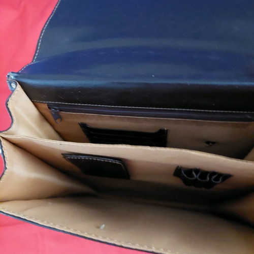 Leather brown men's bag used, slim for documents up to A4 and tablet