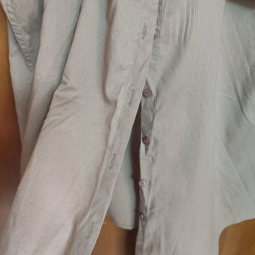 Sleeveless cotton shirt with tie like new, grey-beige