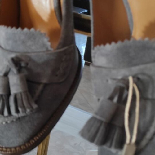 Suede leather heels new, thick 10cm heel, size 39.5