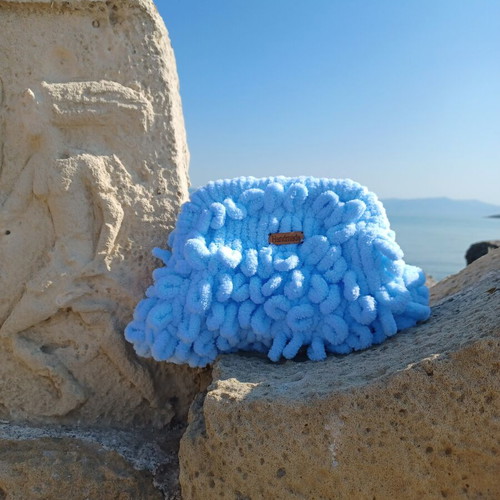 Puffy Bag, blue, 22 cm opening with lining