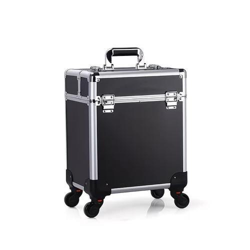 Aluminum Rolling Makeup Case black, like new, ideal for travel