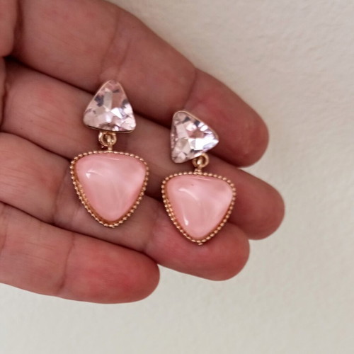 Geometric Earrings in Pink Gold Shades, New