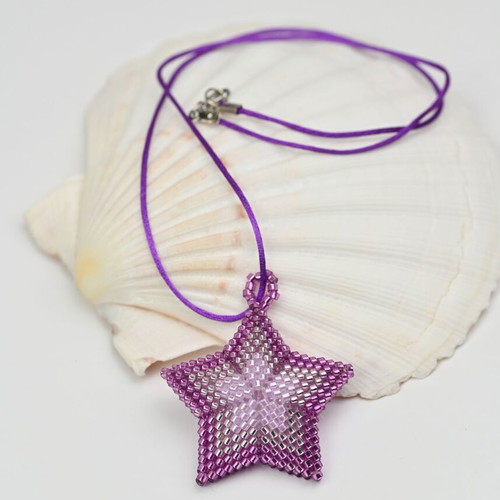Star necklace made to order with pink and purple Delica beads