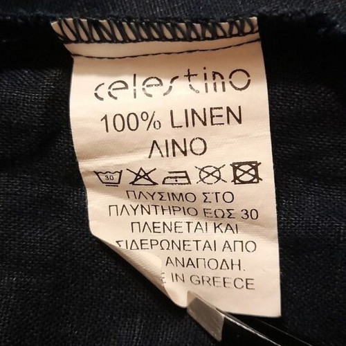 Selestino Linen Blouse With Ruffles Navy Blue New