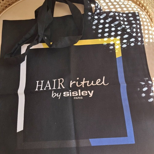 Sisley cotton shoulder bag new, black and yellow