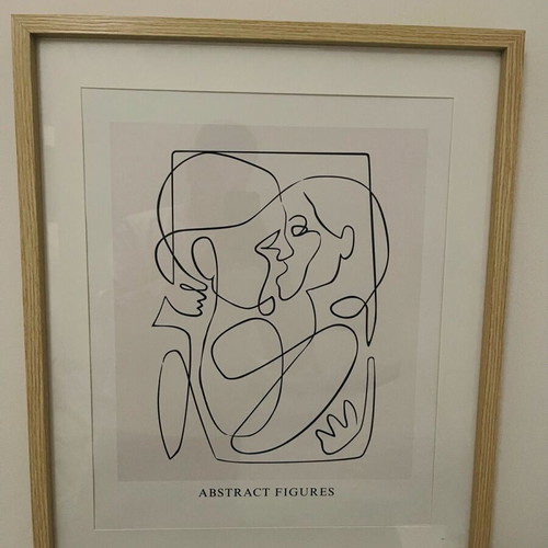 Abstract Figures Kissing framed painting new
