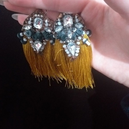 Earrings with fabric and beads new