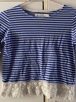 H&M children's blouse size 134 cm like new, white and blue