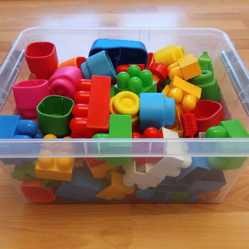 Soft children's blocks used, plastic blocks and plastic wedges