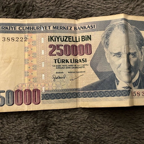 Collectible paper money used, pack of 5 from Egypt, Ukraine, Turkey