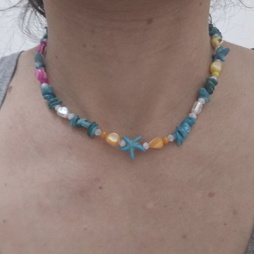 Summer Memories Handmade Necklace with Starfish and Shells, New
