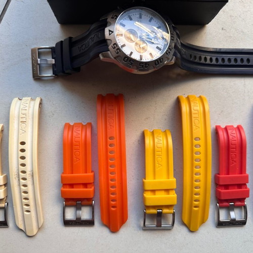 Nautica genuine colored rubber watch straps 24mm with embossed logo