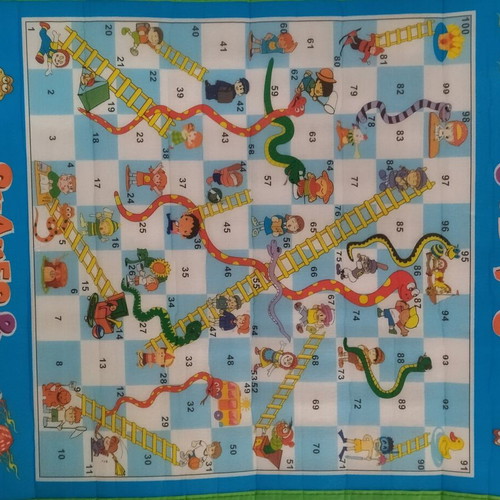 Snakes & Ladders board game used with 8 pawns and 1 die