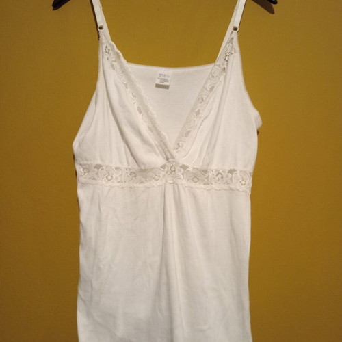 German vintage sleeveless blouse with lace, 100% cotton, XL/XXL