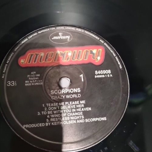 Scorpions Crazy World vinyl used