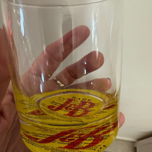 J&B vintage whiskey glass set like new, two pieces