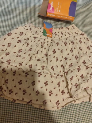 Kids muslin skirt, beige, cotton, size 6-8