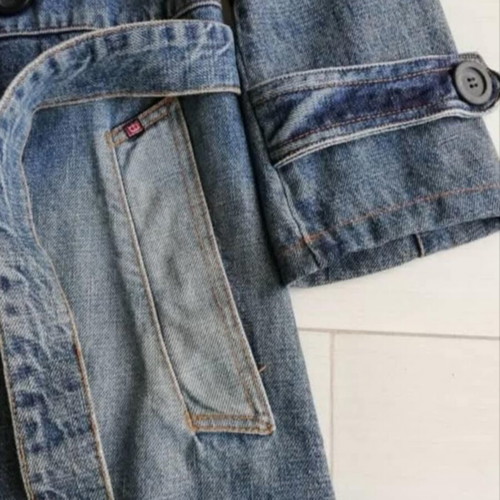 Vintage Mohrve Denim Gabardine Trench Coat size M like new, blue