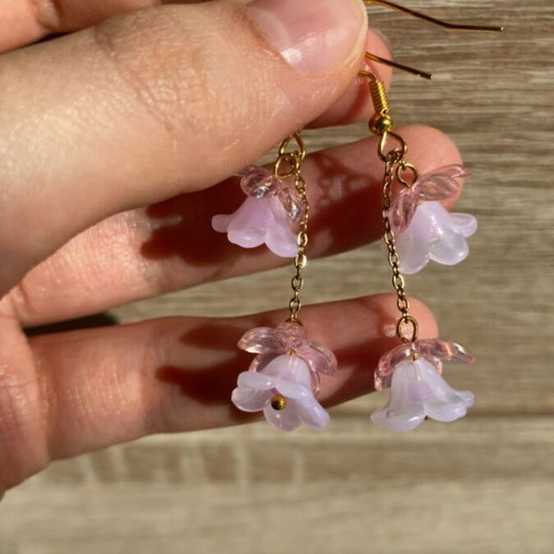 Handmade earrings set of two pairs pink and turquoise