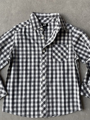 Plaid boys' shirt size 122 cm like new, black and white, H&M