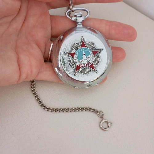 Molnija Soviet Victory Pocket Watch used, mechanical, WWII commemorative