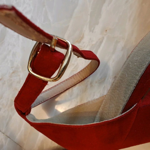 Red suede-style sandals like new, size 41