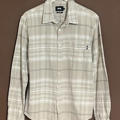 Stussy flannel shirt used, size L, beige