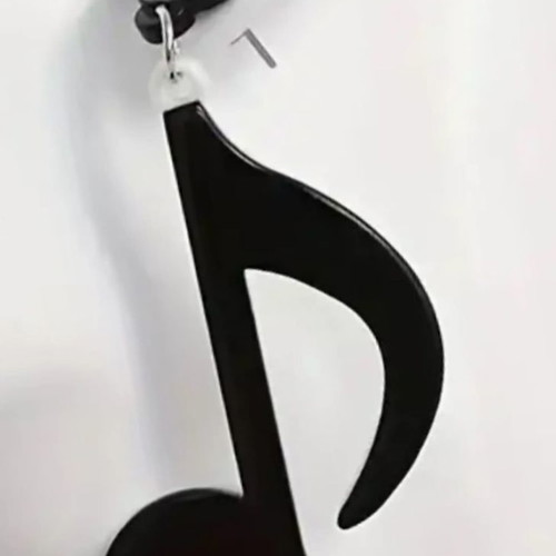 Note Earrings new, black and white dangle acrylic resin