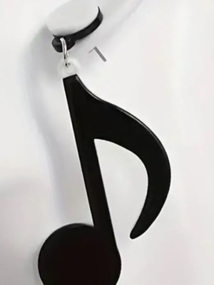Note Earrings new, black and white dangle acrylic resin