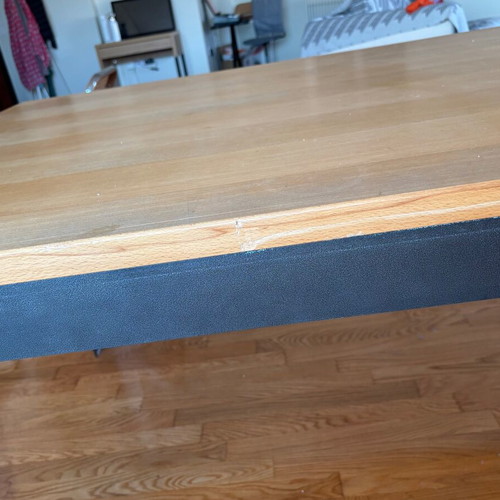 Handmade dining table 120x210 cm, solid wood with detachable metal base