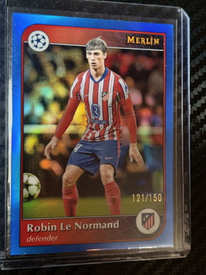 Robin Le Normand 2024-25 Topps Merlin UEFA Blue Refractor card