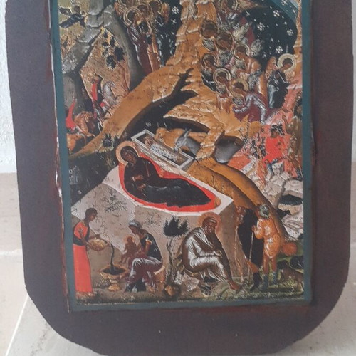 Wooden handmade icon The Nativity new
