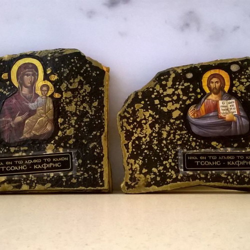 Byzantine icon replicas new, stone set of 2 images