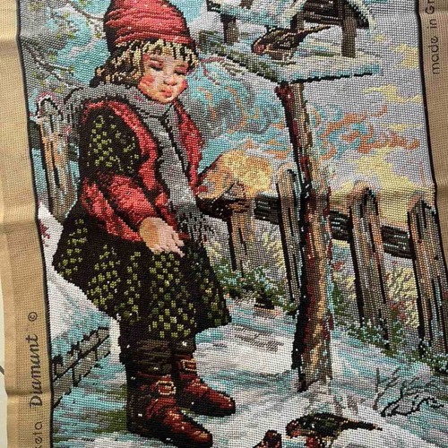 Handmade textile painting frame like new, 0.65x0.46 m