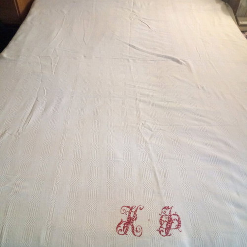 Woven blanket used, antique cotton early 20th century