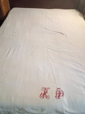 Woven blanket used, antique cotton early 20th century