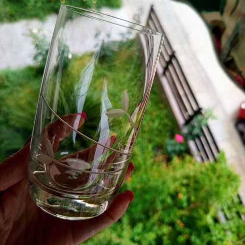 Vintage crystal water glasses set of 6 like new with matte engraving