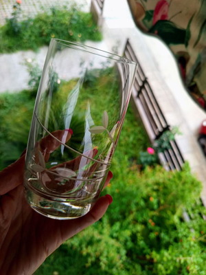 Vintage crystal water glasses set of 6 like new with matte engraving