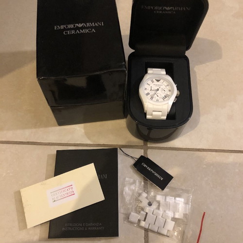 Emporio Armani AR1403 Ceramic Wristwatch new unisex white