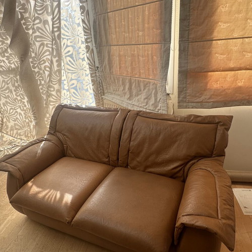 Leather sofa set, three-piece, genuine leather
